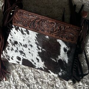 Brown and White Western Fringe Bags